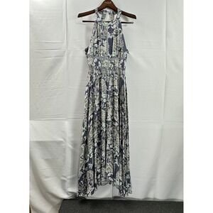 Jaase Boho Maxi Dress Floral Halter Open Back Cutout Size L